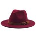 Women Men Wool Fedora Hat With Leather Ribbon Gentleman Elegant Lady Winter Autumn Wide Brim Jazz Church Panama Sombrero Cap