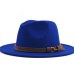 Women Men Wool Fedora Hat With Leather Ribbon Gentleman Elegant Lady Winter Autumn Wide Brim Jazz Church Panama Sombrero Cap