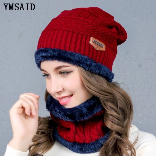 Balaclava Women's Knitted Hat Scarf Caps Neck Warmer Winter Hats For Men Women Skullies Beanies Warm Fleece Cap 6 Colors