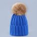 Cute Winter Mom Women Baby Kids Crochet Knitted Hat Caps Children Girl Boy Wool Fur Bobble Ball Pompom Beanies Hats