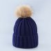 Cute Winter Mom Women Baby Kids Crochet Knitted Hat Caps Children Girl Boy Wool Fur Bobble Ball Pompom Beanies Hats