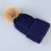 Cute Winter Mom Women Baby Kids Crochet Knitted Hat Caps Children Girl Boy Wool Fur Bobble Ball Pompom Beanies Hats