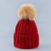 Cute Winter Mom Women Baby Kids Crochet Knitted Hat Caps Children Girl Boy Wool Fur Bobble Ball Pompom Beanies Hats