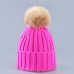 Cute Winter Mom Women Baby Kids Crochet Knitted Hat Caps Children Girl Boy Wool Fur Bobble Ball Pompom Beanies Hats