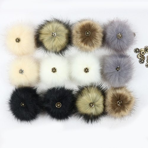 False Hairball Hat Ball Pom Pom Handmade DIY Artificial Wool Ball Wholesale Cap Accessories Faux Fox Fur PomPom With Buckle