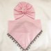 Fashion Kids Girl hat Elastic Cotton Beanie Cap with kids scarf Autumn Winter Warm children chiffon flower hat