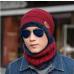 Neck warmer knitted hat scarf set fur Wool Lining Thick Warm Knit beanies balaclava Winter Hat For men women Cap Skullies bonnet