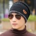 Neck warmer knitted hat scarf set fur Wool Lining Thick Warm Knit beanies balaclava Winter Hat For men women Cap Skullies bonnet