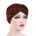 Oeak Women Head Scarf Head Wrap Muslim Soft Cancer Chemo Cap Turban Hats Beads Braid Hair Loss Beads Islamic India Cap