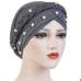 Oeak Women Head Scarf Head Wrap Muslim Soft Cancer Chemo Cap Turban Hats Beads Braid Hair Loss Beads Islamic India Cap