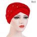 Oeak Women Head Scarf Head Wrap Muslim Soft Cancer Chemo Cap Turban Hats Beads Braid Hair Loss Beads Islamic India Cap