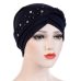 Oeak Women Head Scarf Head Wrap Muslim Soft Cancer Chemo Cap Turban Hats Beads Braid Hair Loss Beads Islamic India Cap