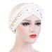 Oeak Women Head Scarf Head Wrap Muslim Soft Cancer Chemo Cap Turban Hats Beads Braid Hair Loss Beads Islamic India Cap