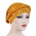 Oeak Women Head Scarf Head Wrap Muslim Soft Cancer Chemo Cap Turban Hats Beads Braid Hair Loss Beads Islamic India Cap