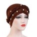 Oeak Women Head Scarf Head Wrap Muslim Soft Cancer Chemo Cap Turban Hats Beads Braid Hair Loss Beads Islamic India Cap