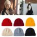 Unisex Winter Ribbed Knitted Cuffed Short Melon Cap Solid Color Skullcap Baggy Retro Ski Fisherman Docker Beanie Hat Slouchy