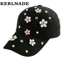 2016 new fashion daisy flower heel decorated hip hop denim outdoor casual summer brand snapback hat baseball cap for women girl