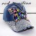 2017 fall Baseball Cap Women Full Crystal Colorful Big Butterfly Hat Denim Bling Rhinestone Snapback Caps Casquette Summer hats