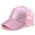 2018 Glitter Ponytail Baseball Cap Women Snapback Dad Hat Mesh Trucker Caps Messy Bun Summer Hat Female Adjustable Hip Hop Hats