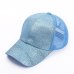 2018 Glitter Ponytail Baseball Cap Women Snapback Hat Summer Messy Bun Mesh Hats Casual Adjustable Sport Caps Drop Shipping