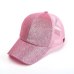 2018 Glitter Ponytail Baseball Cap Women Snapback Hat Summer Messy Bun Mesh Hats Casual Adjustable Sport Caps Drop Shipping