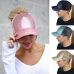 2018 Women Ladies Girls Ponytail Baseball Cap Sequins Shiny Messy Bun Snapback Hat Sun Caps Gold Pink