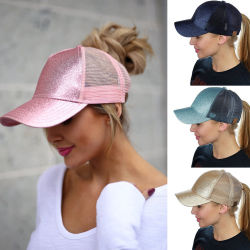 2018 Women Ladies Girls Ponytail Baseball Cap Sequins Shiny Messy Bun Snapback Hat Sun Caps Gold Pink