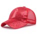 2018 Women Ponytail Baseball Cap Mesh Sequins Shiny Bun Women Snapback Hat Sun Caps Women's Adjustable Cap