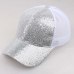 2018 Women Ponytail Baseball Cap Mesh Sequins Shiny Bun Women Snapback Hat Sun Caps Women's Adjustable Cap