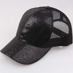 2018 Women Ponytail Baseball Cap Mesh Sequins Shiny Bun Women Snapback Hat Sun Caps Women's Adjustable Cap