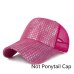 2019 Glitter Baseball Cap Women Mesh Ponytail Caps Glitter Snapback Caps Female Sport Cap Convenient Mesh Trucker Dad Hat