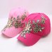 BINGYUANHAOXUAN Vintage Luxury Rhinestones Woman Cowboy Baseball Cap Flower Pattern Gorras Female High Quality Glass Diamond Hat