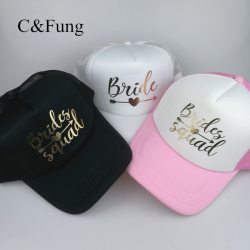 C&Fung designer BRIDE SQUAD Hat Squad with arrow trucker hats Bachelorette Hen Party Hat caps Team Bride Bridesmaid Gift