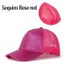 Drop Shipping Ponytail Baseball Cap Women Mesh Baseball Hats Summer Sequins Beach Cap Snapback Girl Glitter Sun Hats With Hole