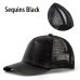 Drop Shipping Ponytail Baseball Cap Women Mesh Baseball Hats Summer Sequins Beach Cap Snapback Girl Glitter Sun Hats With Hole