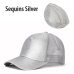 Drop Shipping Ponytail Baseball Cap Women Mesh Baseball Hats Summer Sequins Beach Cap Snapback Girl Glitter Sun Hats With Hole