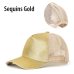 Drop Shipping Ponytail Baseball Cap Women Mesh Baseball Hats Summer Sequins Beach Cap Snapback Girl Glitter Sun Hats With Hole