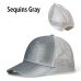 Drop Shipping Ponytail Baseball Cap Women Mesh Baseball Hats Summer Sequins Beach Cap Snapback Girl Glitter Sun Hats With Hole