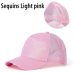 Drop Shipping Ponytail Baseball Cap Women Mesh Baseball Hats Summer Sequins Beach Cap Snapback Girl Glitter Sun Hats With Hole