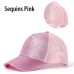 Drop Shipping Ponytail Baseball Cap Women Mesh Baseball Hats Summer Sequins Beach Cap Snapback Girl Glitter Sun Hats With Hole