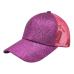 Hot New Glitter Ponytail Baseball Cap Summer Dad Hats For Women 2018 Snapback Hip Hop Caps Messy Sequins Shine Mesh Trucker Hat