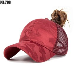 MLTBB 2019 new ponytail baseball cap summer women's adjustable black hat messy cap casual cotton girl Snapback mesh cap