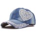 New High Quality Cool Crystal Floral Denim Baseball Cap Bling Rhinestone Hip Hop Adjustable Snapback Hat Gorra For Women