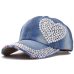 New High Quality Cool Crystal Floral Denim Baseball Cap Bling Rhinestone Hip Hop Adjustable Snapback Hat Gorra For Women