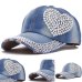 New High Quality Cool Crystal Floral Denim Baseball Cap Bling Rhinestone Hip Hop Adjustable Snapback Hat Gorra For Women