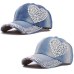 New High Quality Cool Crystal Floral Denim Baseball Cap Bling Rhinestone Hip Hop Adjustable Snapback Hat Gorra For Women