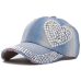 New High Quality Cool Crystal Floral Denim Baseball Cap Bling Rhinestone Hip Hop Adjustable Snapback Hat Gorra For Women