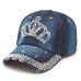 VONRU Brand New Crown Rhinestone Baseball Caps Fashion Jean Hat Hip Hop Women Denim Baseball Cap Sun Hat