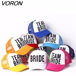 VORON BRIDE TO BE TEAM BRIDE Bachelorette Hats Women Wedding Preparewear Trucker Caps White Neon Summer Mesh Free Shipping