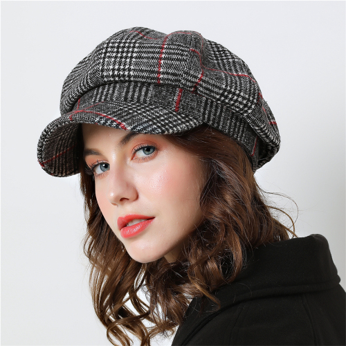 Women Baseball cap For Winter Female Cotton Hats Plaid Vintage Fashion Octagonal Casual boina Autumn 2018 Brand New Women's Caps